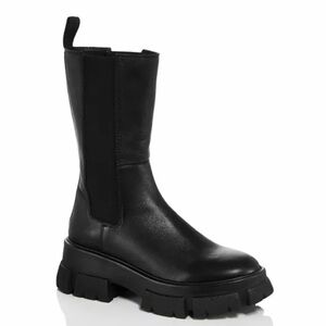 AQUA Leather Trixy Mid Calf Chelsea Boot Elastic Goring Moto Goth Punk Emo Lug